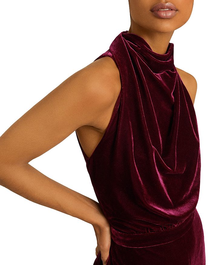 REISS JOAN VELVET HIGH NECK JUMPSUIT