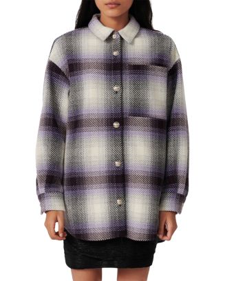 Maje Banelle Checkered Shirt Jacket | Bloomingdale's