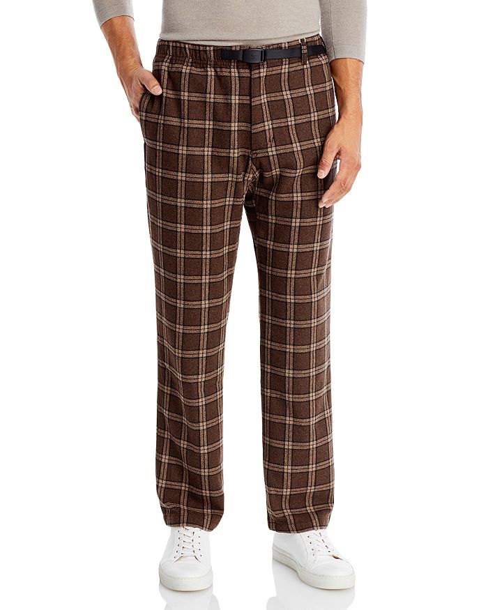 Gramicci Checked Slim Fit Trousers In Brown Check