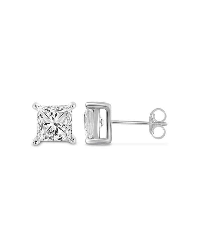 Bloomingdale's - Certified Princess-Cut Diamond Stud Earrings in 14K White Gold, 2.0 ct. t.w. - 100% Exclusive