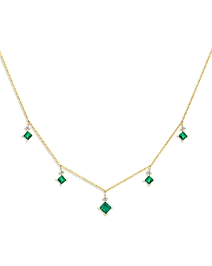 Bloomingdale's Emerald & Diamond Droplet Necklace in 14K Yellow Gold, 16 - 100% Exclusive Bloomingdale's Emerald & Diamond Droplet Necklace in 14K Yellow Gold, 16 - 100% Exclusive