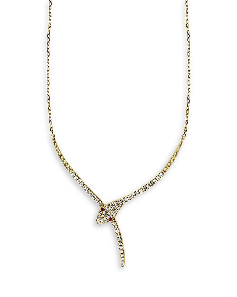 Bloomingdale's Fine Collection Diamond & Ruby Snake Statement Necklace in 14K White Gold, 16