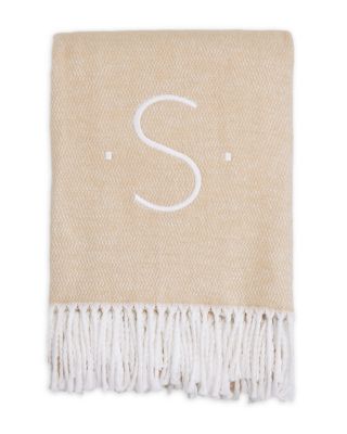 Pezzo Monogrammed Fringe Throw Blanket