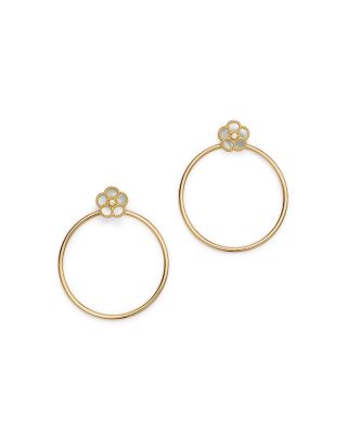 18K Yellow Gold Mother of Pearl Daisy Earrings - Exclusive