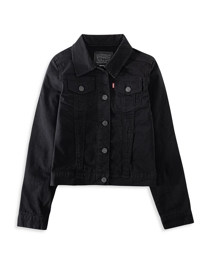 Levi's Girls' Cotton-blend Denim Trucker Jacket - Big Kid In Black