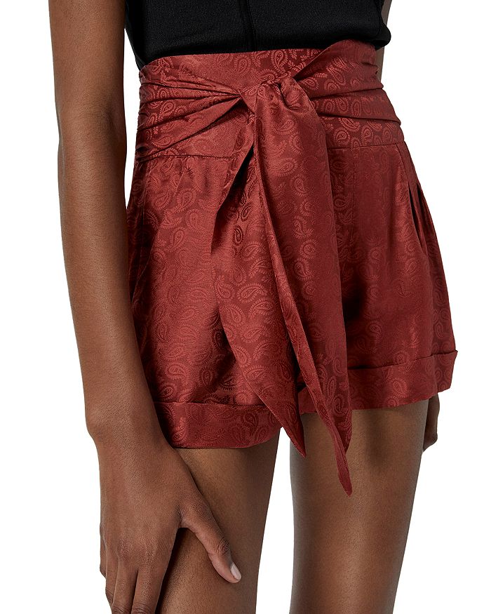 The Kooples Jacquard Satin Shorts In Pink