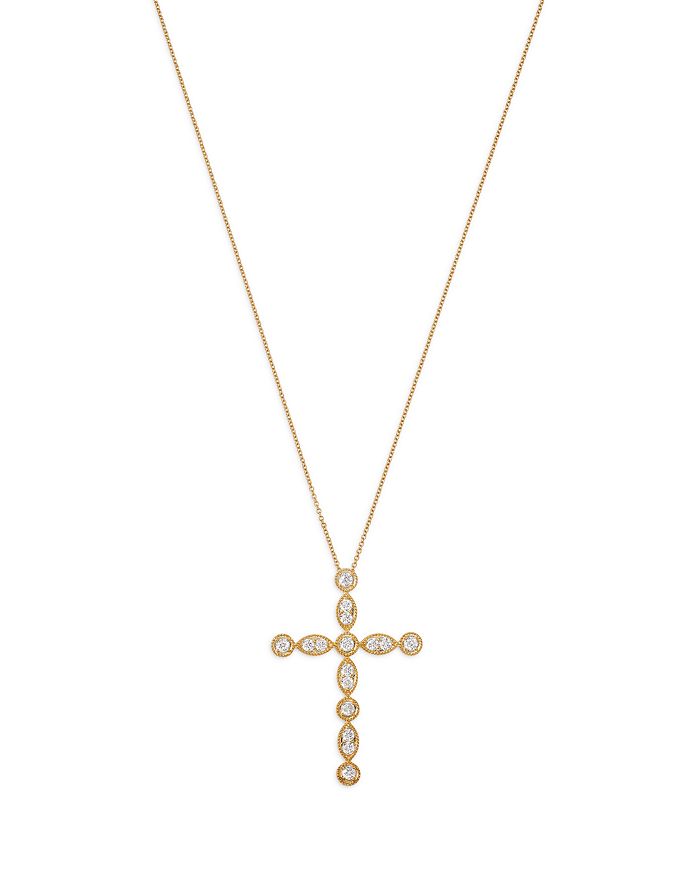 Bloomingdale's Diamond Cross Pendant Necklace In 14k Yellow Gold, 0.75 Ct. T. W., 18 - Exclusive In Yellow Gold