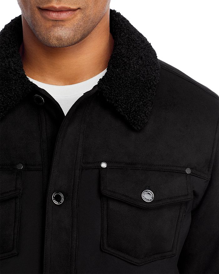 persoonlijkheid zege hospita Karl Lagerfeld Sherpa Collar Trucker Jacket In Black | ModeSens