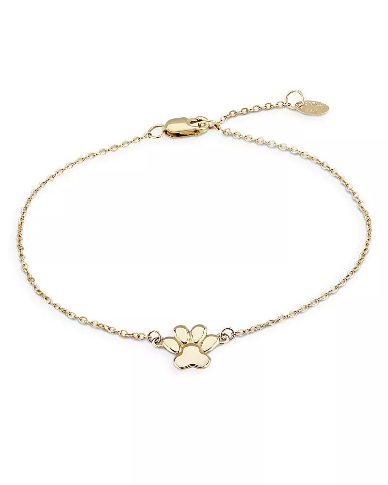 Moon & Meadow 14K Yellow Gold Dog Paw Chain Bracelet