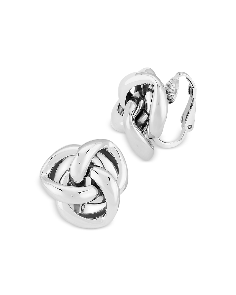 Nancy B Sterling Silver Knot Clip-on Stud Earrings - Exclusive In Silver