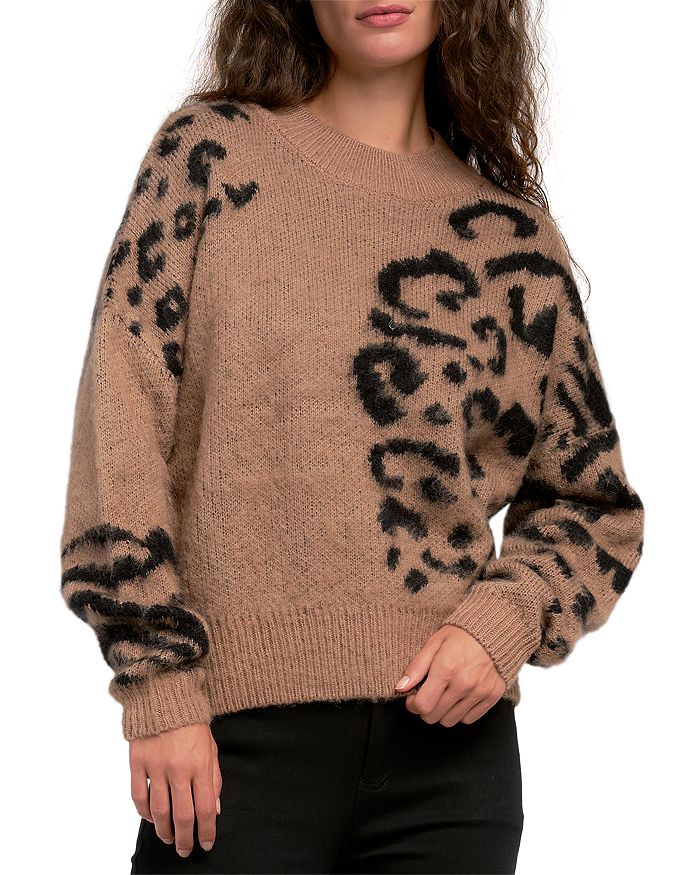 Elan Leopard Cropped Sweater | Bloomingdale's