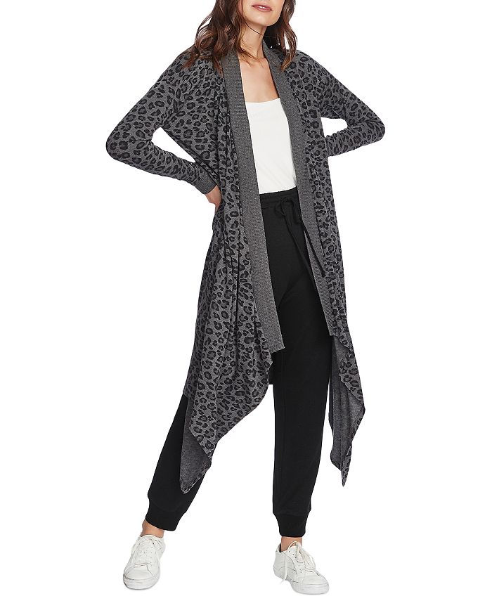 1.STATE Leopard Drape Front Duster Cardigan Bloomingdale s