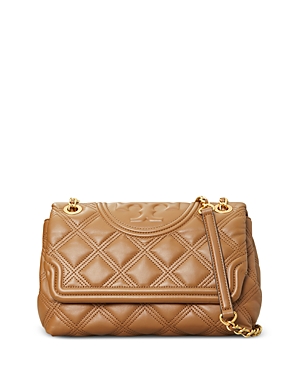 Tory Burch Fleming Quilted Leather Shoulder Bag In Moose