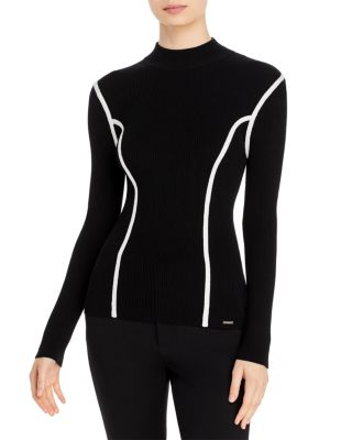 T Tahari Ribbed Mock Neck Sweater 