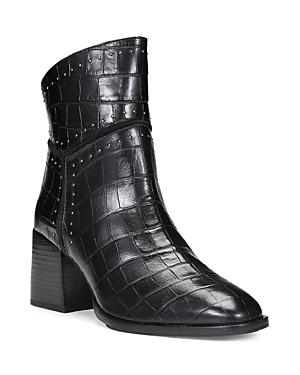 Donald Pliner Women's Gemini Studded Trim Croc Embossed Leather Booties
