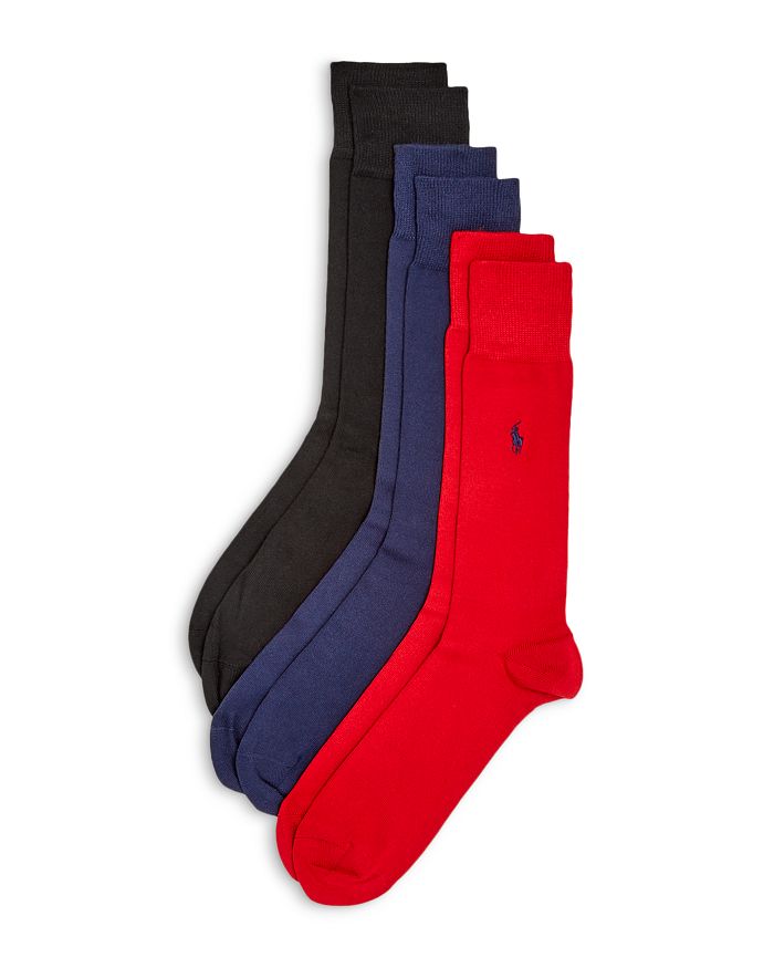 Polo Ralph Lauren Super Soft Flat Knit Socks - Pack Of 3 In Rouge