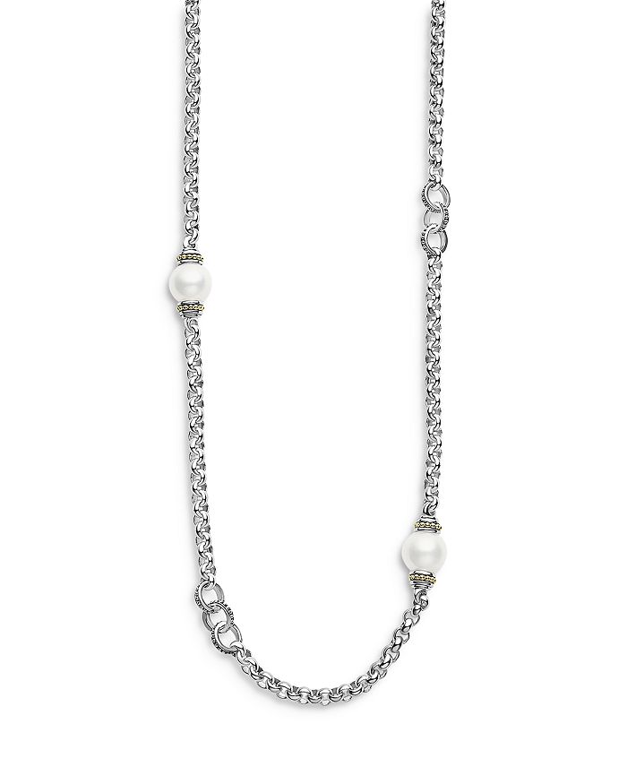LAGOS - Sterling Silver Signature Caviar Cultured Freshwater Pearl Station Necklace, 34"