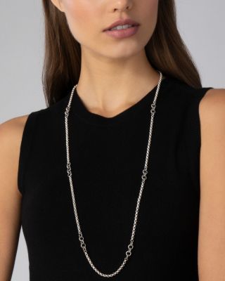 Sterling Silver Signature Caviar Station Necklace, 34"