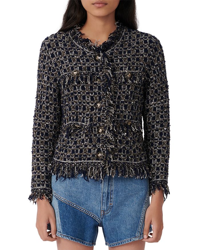Maje Mimir Fancy Lurex Knit Tweed Cardigan | Bloomingdale's