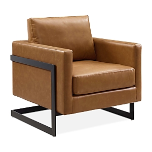 Modway Posse Vegan Leather Accent Chair In Black/tan