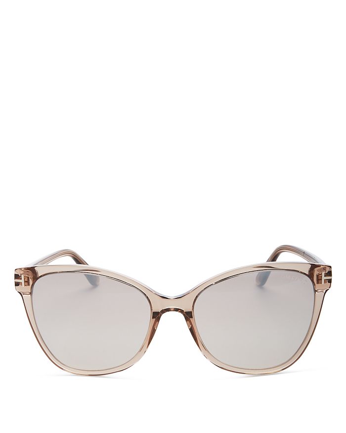 Tom Ford Women's Ani Cat Eye Sunglasses, 58mm In Shiny Light Brown / Brown Mirror