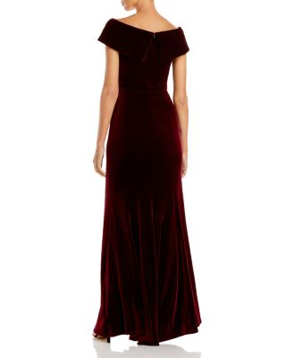 Off-the-Shoulder Fluted Velvet Gown - Exclusive