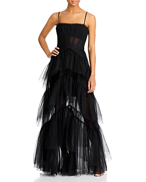 Shop Bcbgmaxazria Tulle Corset Essential Gown In Black