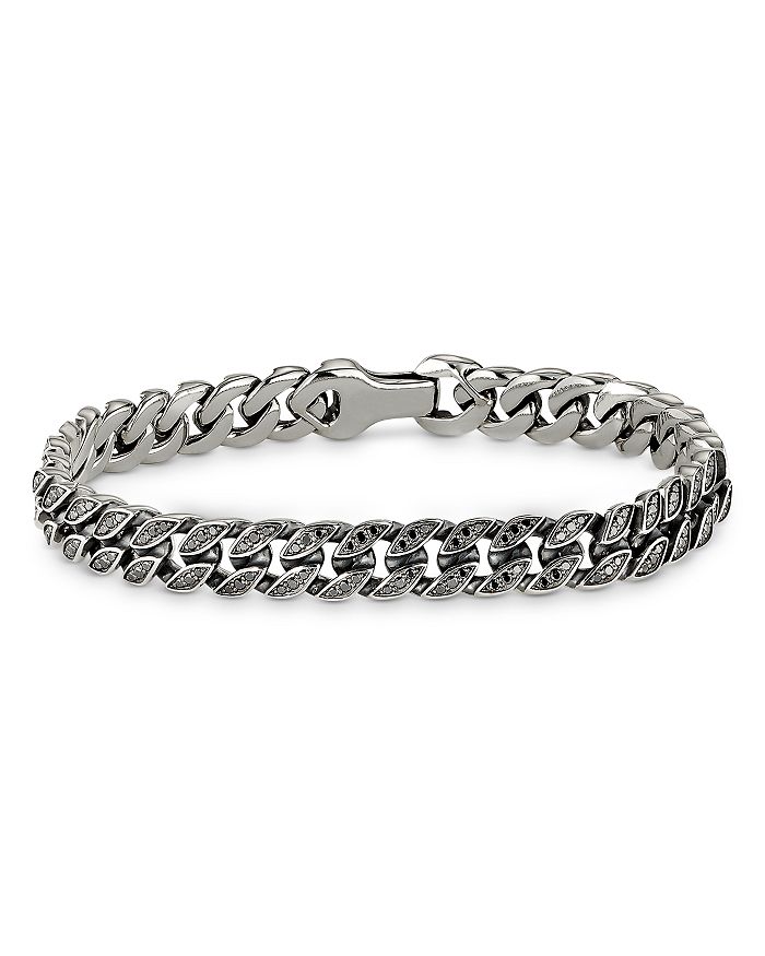 David Yurman - Micro Curb Chain Bracelet with Black Diamonds
