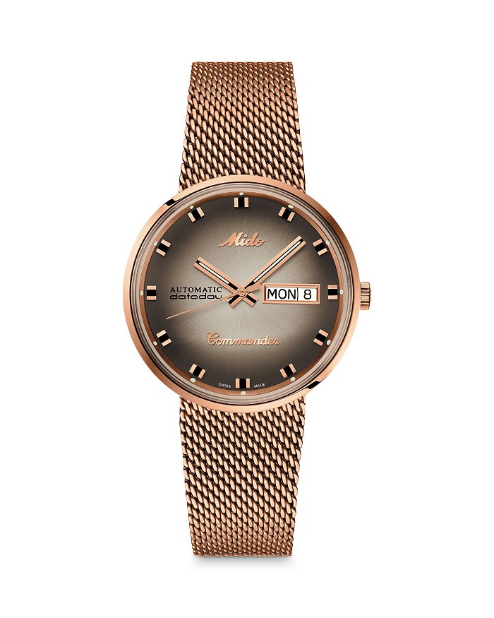 Mido Commander Shade Mesh Strap Watch In Silver
