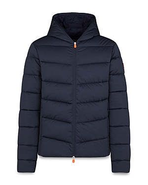 Save The Duck Angyy Hooded Technical Puffer Jacket In 146 Blue B