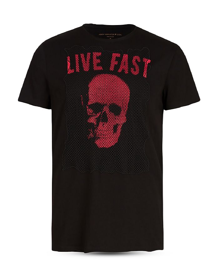John Varvatos Raw Edge Live Fast Graphic Tee In Black