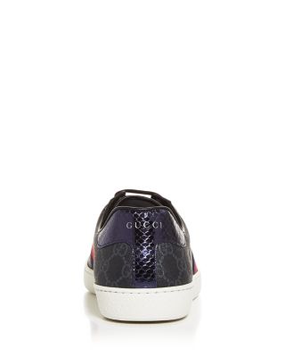 Gucci Men's Monogram Low Top Leather Trim Sneakers