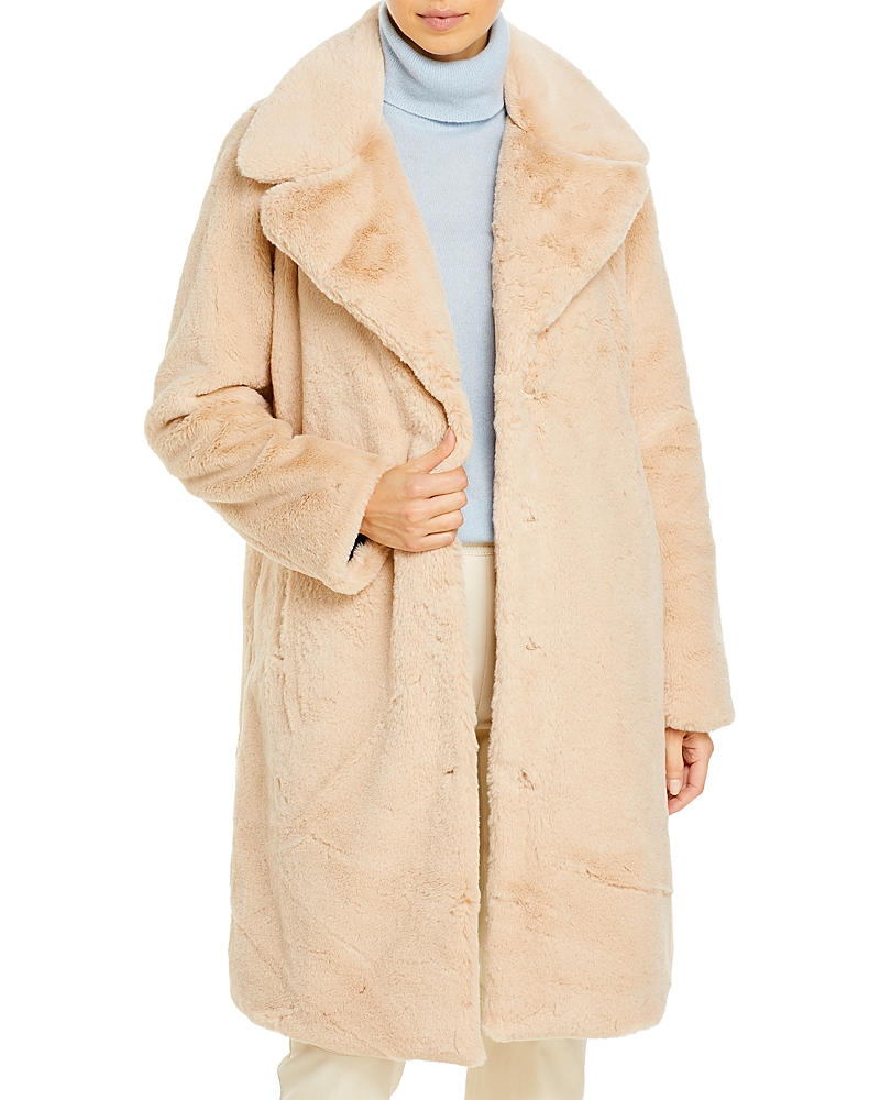 Aqua Faux-Fur Coat with Wide Lapels - Exclusive