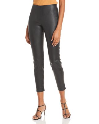 Vince Leather Cropped Pull On Pants 
