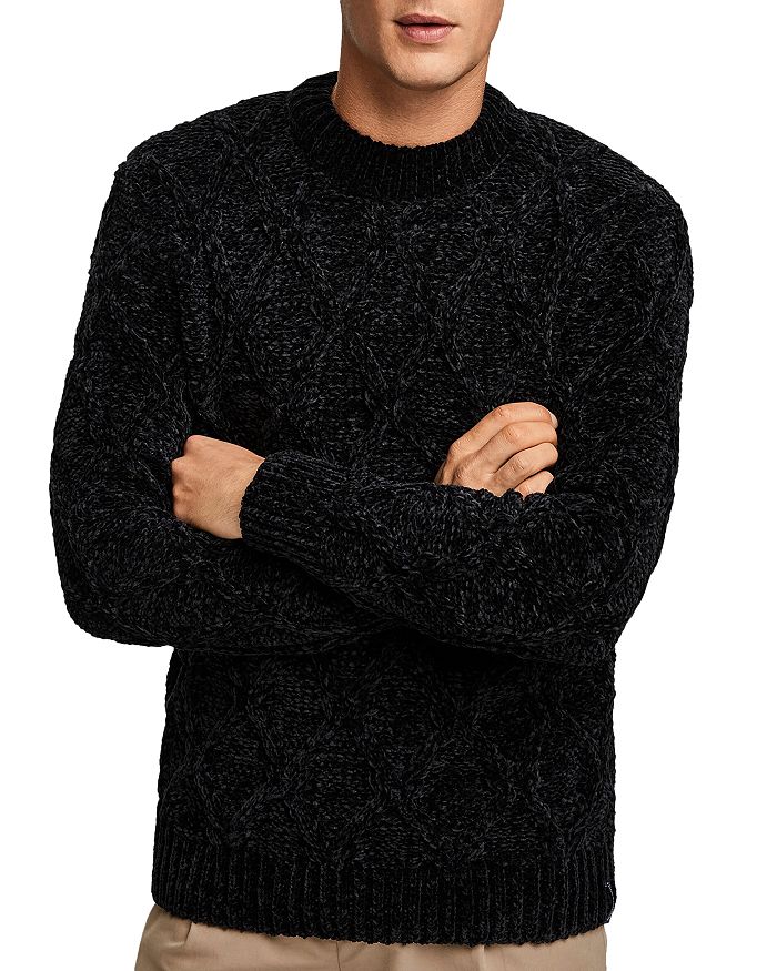 SCOTCH & SODA CHENILLE CABLE KNIT REGULAR FIT CREWNECK SWEATER,161787