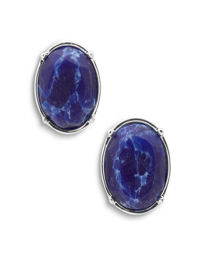 Ralph Lauren Lauren  Oval Button Earrings In Blue