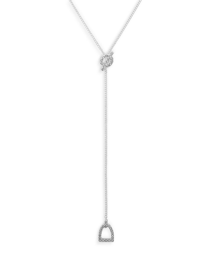 Ralph Lauren Lauren  Stirrup Lariat Necklace, 16 In Silver/crystal