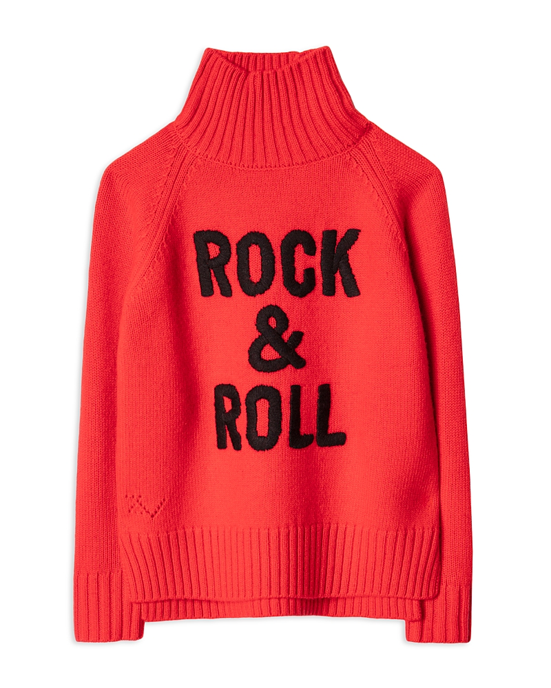 Zadig & Voltaire Intarsia Wool Blend Knit Sweater In Rouge