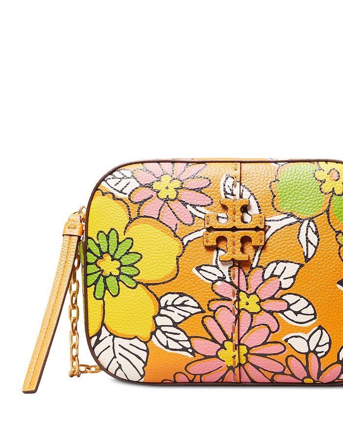 Shop Tory Burch Mcgraw Mini Leather Crossbody Camera Bag In Rust Wallpaper Floral