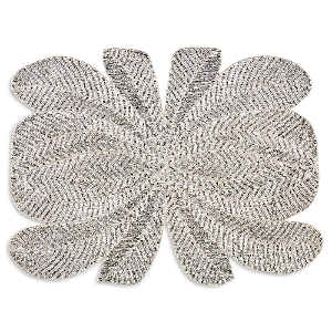 Nomi K Peacock Hand-beaded Placemat, Silver In Silver