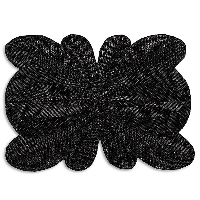 Nomi K Black Peacock Hand Beaded Placemat In Black