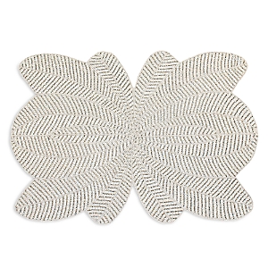 Nomi K White Peacock Design Hand Beaded Placemat In White