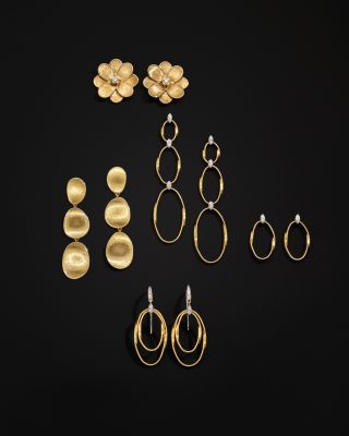 18K Yellow Gold Lunaria Three Tiered Drop Earrings