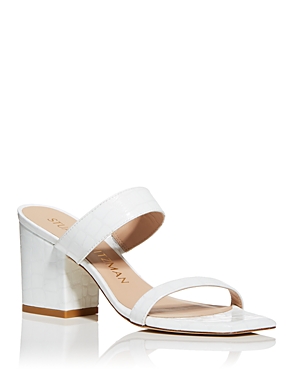 Stuart Weitzman Women's Olive Block Heel Slide Sandals In White