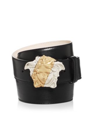 medusa buckle leather belt