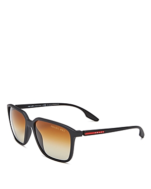 Prada Men's Polarized Square Sunglasses, 58mm In Black/brown