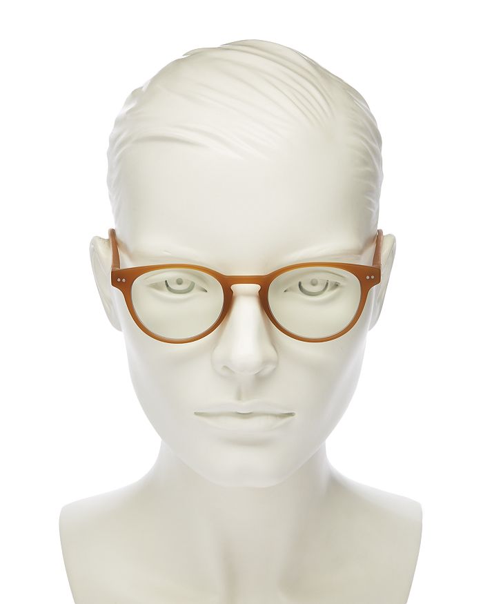 Shop Look Optic Abbey Round Blue Light Glasses, 47mm In Honey