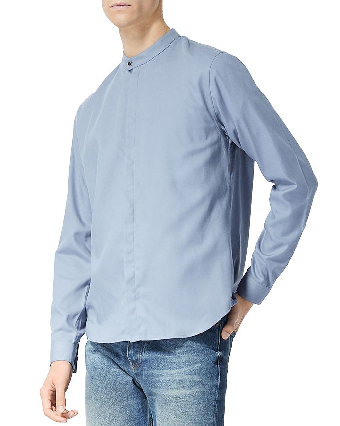 The Kooples Band Collar Shirt In Blue