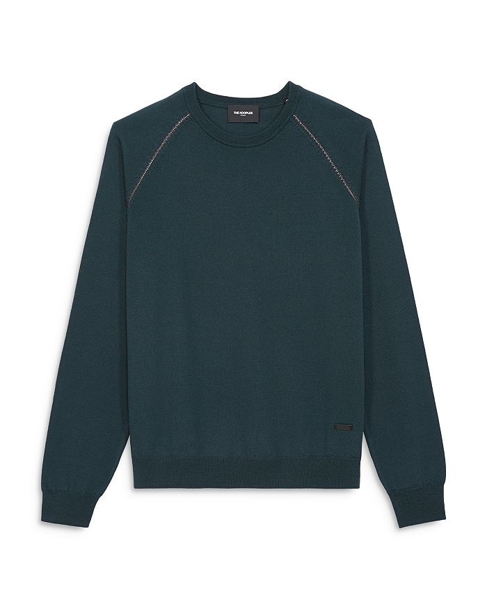 The Kooples Wool Leather Trimmed Sweater In Green