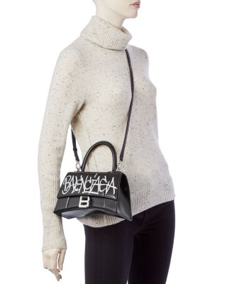 送料込 BALENCIAGA HOURGLASS SMALL HANDBAG GRAFFITI IN BLACK Balenciaga - Hourglass Small printed leather shoulder bag